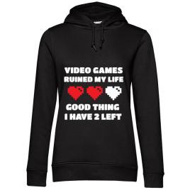 Hoodie dama cu gluga video games ruined my life negru