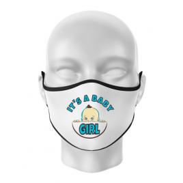 Masca personalizata reutilizabila it’s a baby girl alb