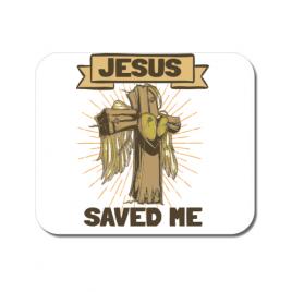 Mousepad personalizat jesus saved me alb