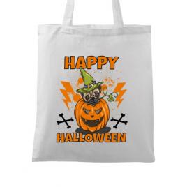 Sacosa din panza halloween pug alb
