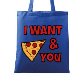 Sacosa din panza i want you albastru regal