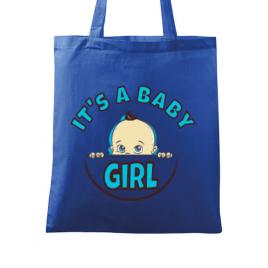 Sacosa din panza it’s a baby girl albastru regal
