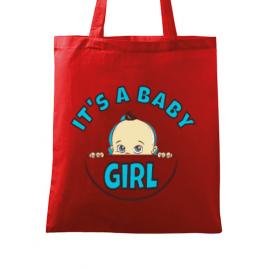 Sacosa din panza it’s a baby girl rosu