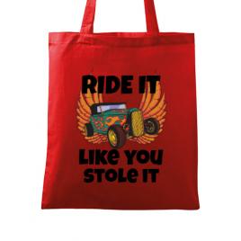 Sacosa din panza ride it like you stole it rosu