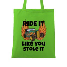 Sacosa din panza ride it like you stole it verde mar