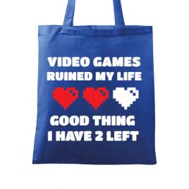 Sacosa din panza video games ruined my life albastru regal