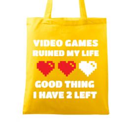 Sacosa din panza video games ruined my life galben