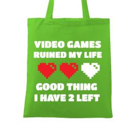Sacosa din panza video games ruined my life verde mar
