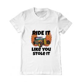 Tricou adler barbat ride it like you stole it alb