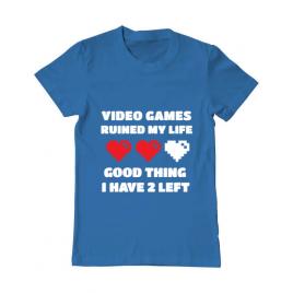 Tricou adler barbat video games ruined my life albastru azuriu