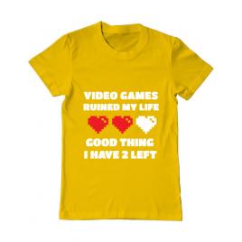 Tricou adler barbat video games ruined my life galben