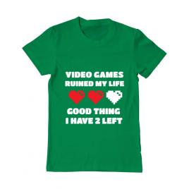 Tricou adler barbat video games ruined my life verde mediu