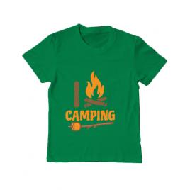 Tricou adler copil i love camping verde mediu