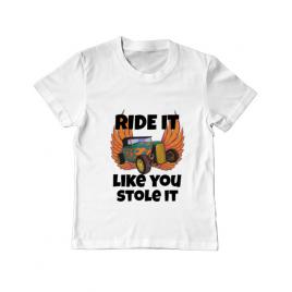 Tricou adler copil ride it like you stole it alb