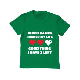 Tricou adler copil video games ruined my life verde mediu