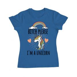Tricou adler dama bitch please albastru azuriu