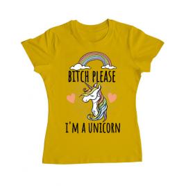 Tricou adler dama bitch please galben