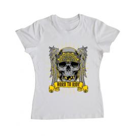 Tricou adler dama born to ride alb