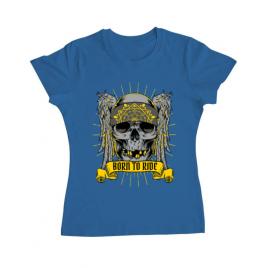 Tricou adler dama born to ride albastru azuriu