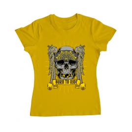 Tricou adler dama born to ride galben