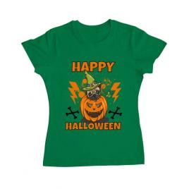 Tricou adler dama halloween pug verde mediu