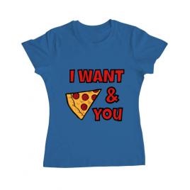 Tricou adler dama i want you albastru azuriu