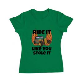 Tricou adler dama ride it like you stole it verde mediu