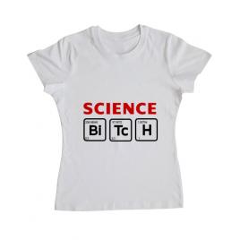 Tricou adler dama science bitch alb