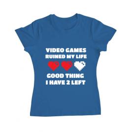 Tricou adler dama video games ruined my life albastru azuriu