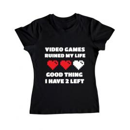 Tricou adler dama video games ruined my life negru