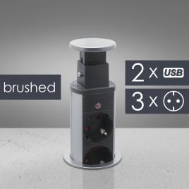Distribuitor 3 prize camuflat în mobilier, usb- metalizat-satinat