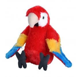 Papagal macaw stacojiu - jucarie plus wild republic 20 cm