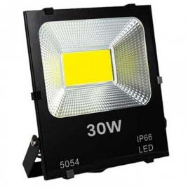 Proiector led exterior negru, ip66, rezistent la apa, aluminiu si sticla de inalta rezistenta, alb natural 6000k
