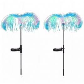 Set 2 ghirlande luminoase solare, pentru gradina, model meduza, led-uri colorate,70 cm