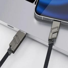 Cablu date/incarcare sj886, 4in1, 60w, usb a/c, lightning, 100cm