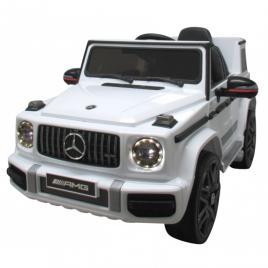 Masinuta electrica cu telecomanda, roti eva, scaun piele mercedes g63 - alb