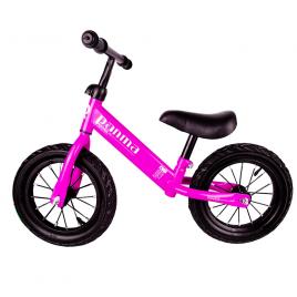 Bicicleta fara pedale din metal cu roti cauciuc - roz