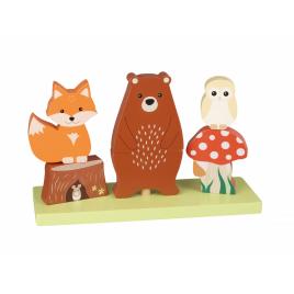 Jucarie din lemn de stivuit cu animalele padurii orange tree toys