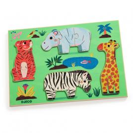 Puzzle lemn coucou tigre djeco 12 piese