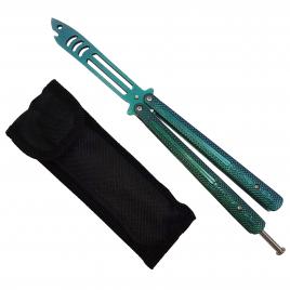 Briceag fluture de antrenament ideallstore®, shark pray, otel inoxidabil, 24 cm, verde