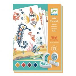 Joc creativ cu stampile animale surprinzatoare djeco