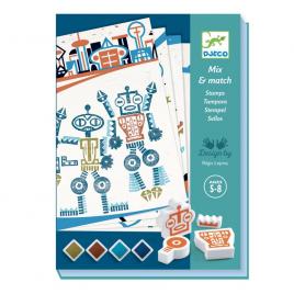 Joc creativ cu stampile roboti extraterestri djeco