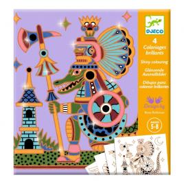 Joc creativ de colorat animale razboinice djeco