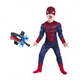 Set costum spiderman cu muschi si lansator cu ventuze, ideallstore®, marimea m