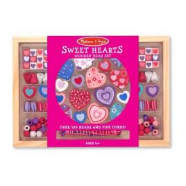 Melissa and doug - set margele din lemn inimioare deco