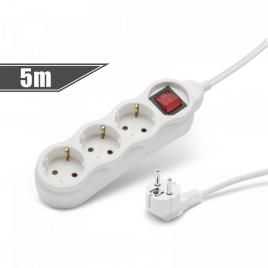Delight - prelungitor cu distribuitor 3 prize, cu intrerupator - 5 m