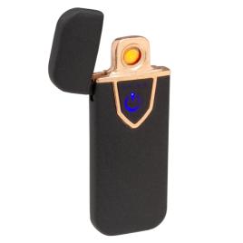 Bricheta electronica cu incarcare usb, buton cu lumina, cu senzor de amprenta, 7 cm, negru