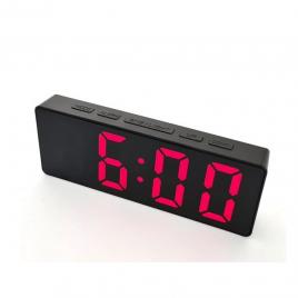 Ceas de birou, tip masa, afisare temperatura, alarma, alimentare usb, cu led rosu, 16 x 6 cm