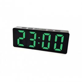 Ceas de birou, tip masa, afisare temperatura, alarma, alimentare usb, cu led verde, 16 x 6 cm