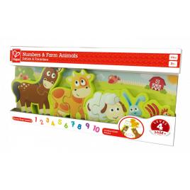 Hape puzzle numere si animale de la ferma